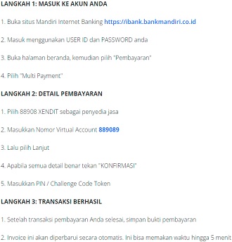 Pembayaran via Mandiri
